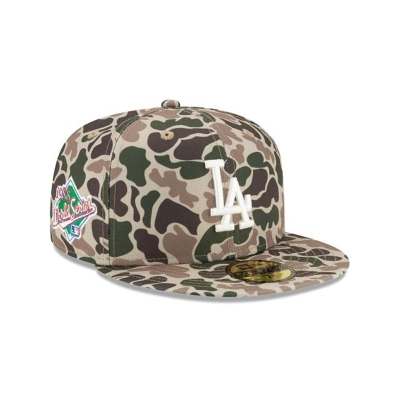 Green Los Angeles Dodgers Hat - New Era MLB Duck Camo 59FIFTY Fitted Caps USA4182360